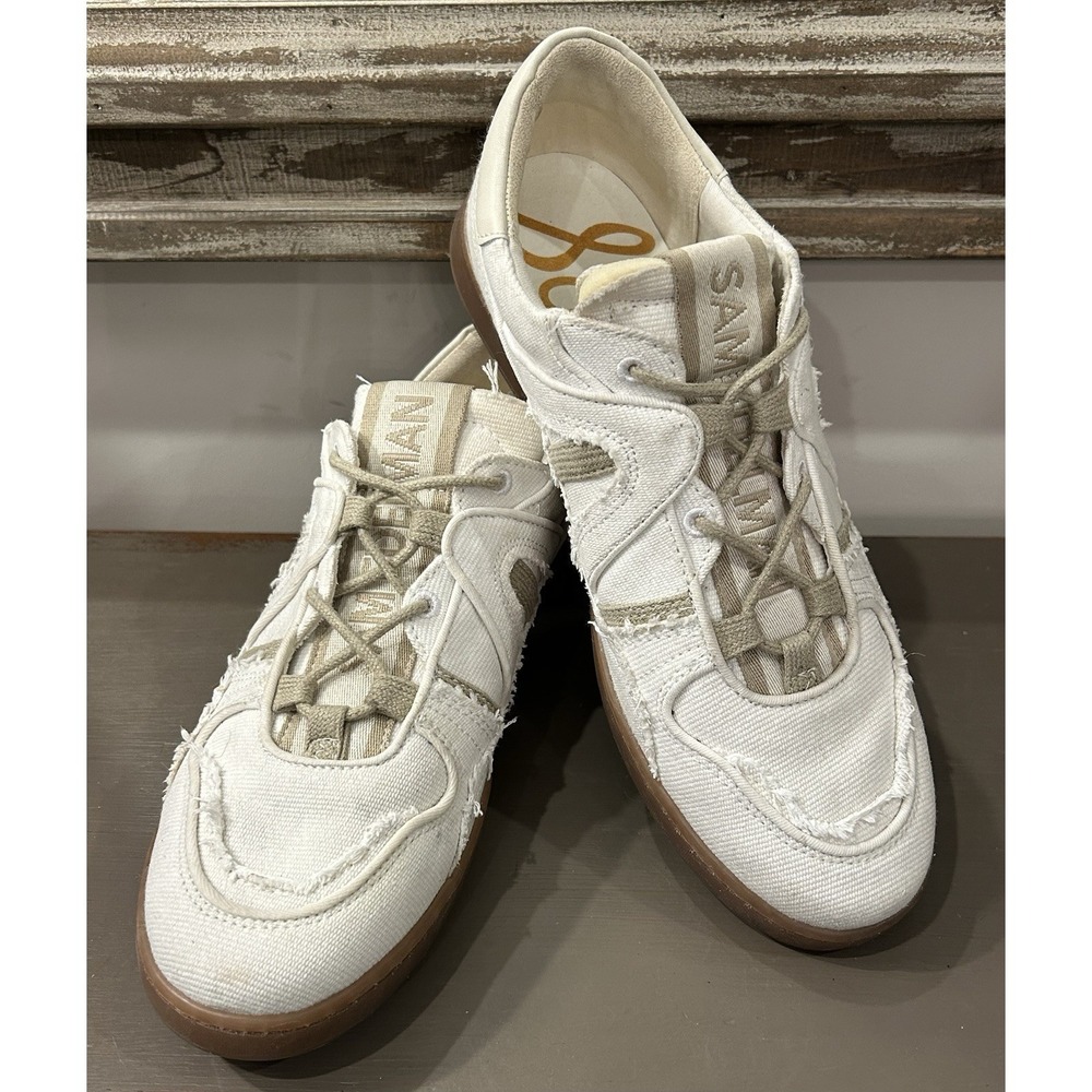 Sam Edelman Womens Jayne White Leather Lace Up Casual Shoes Sneakers Size 9.5 M